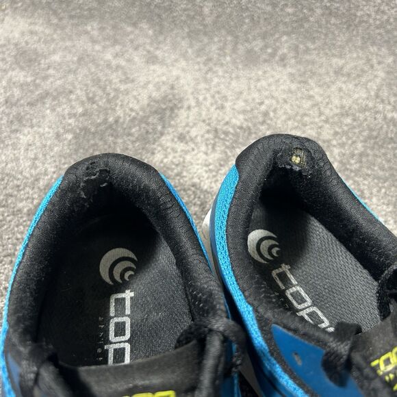 Topo Athletic Zephyr Men\'s Size 11.5 Blue Black Running Shoes Used Fabric Wear
